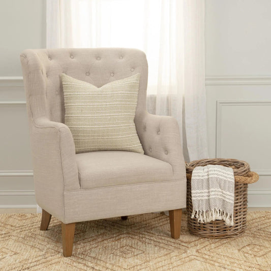 Limestone Pillow by HedgeApple Essentials in green, cream. Made from cotton in a transitional style.