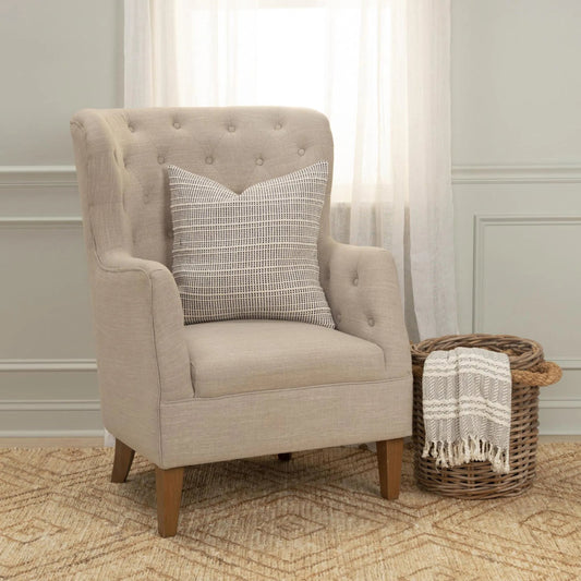 Treutlen Pillow by HedgeApple Essentials in navy, yellow, cream. Made from cotton in a transitional style.