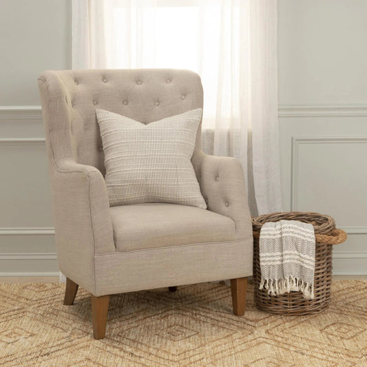 Athelstane Pillow by HedgeApple Essentials in grey, cream. Made from cotton in a transitional style.