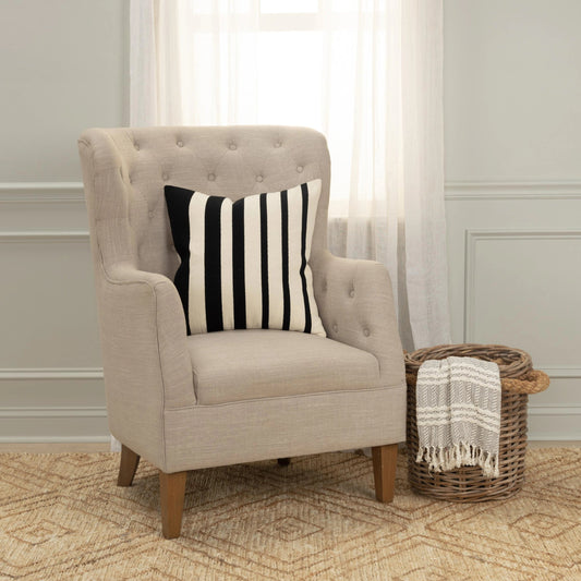 Pierceville Pillow by HedgeApple Essentials in white, black. Made from polyester, cotton in a modern style.