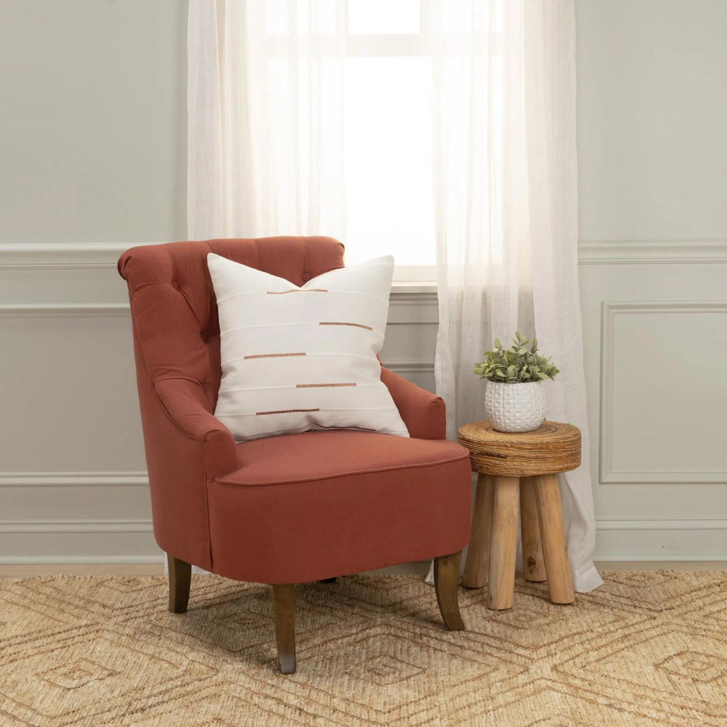 004 SI-2438484 | Lifestyle | Hockley Pillow by HedgeApple Essentials in camel, ivory. Made from cotton in a modern style.