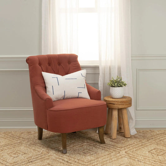 Juana Pillow by HedgeApple Essentials in ivory, blue. Made from cotton in a transitional style.