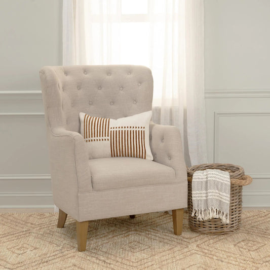 Alger Pillow by HedgeApple Essentials in brown, camel. Made from cotton, rayon in a modern style.