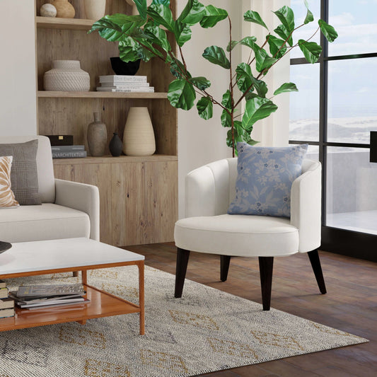 Crisp Indoor/Outdoor Pillow by HedgeApple Essentials in ivory, blue. Made from polyester slub, polyester in a modern style.