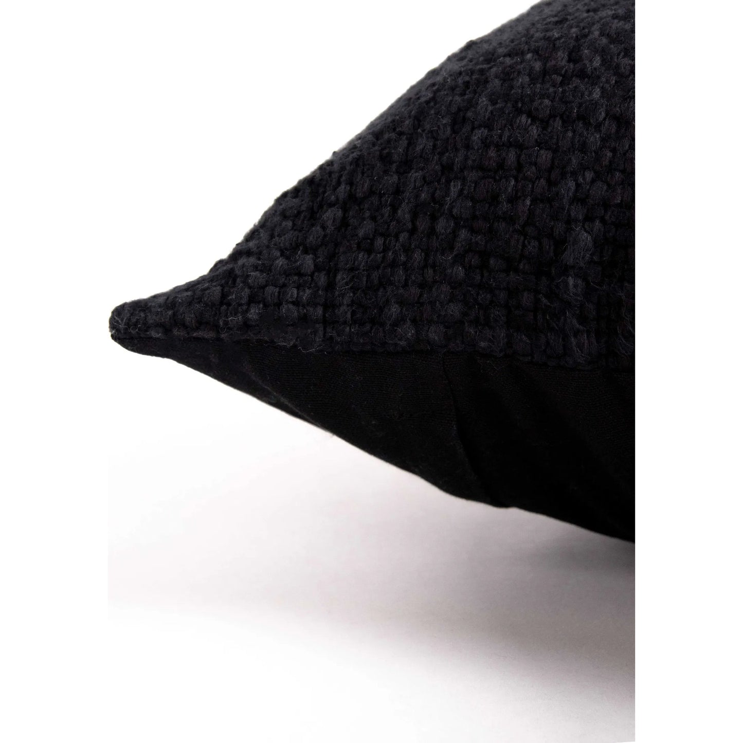 003 SI-2438439 | Closeup | Lares Pillow by HedgeApple Essentials in black. Made from polyester, cotton in a transitional style.
