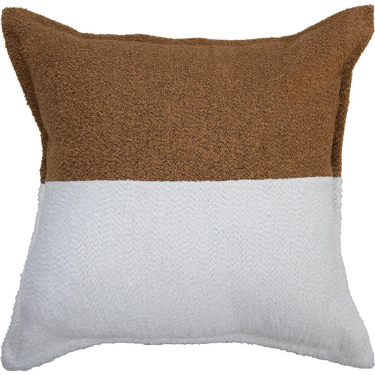 Amador Pillow by HedgeApple Essentials in brown, camel, ivory, saddle. Made from polyester, poly boucle, cotton boucle in a transitional style.