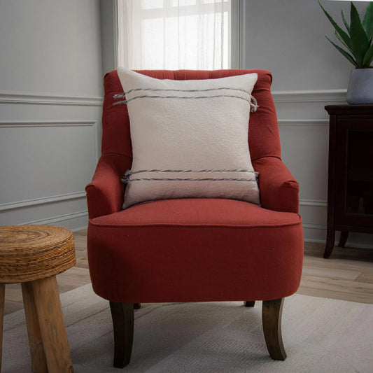 Tama Pillow by HedgeApple Essentials in grey, ivory. Made from cotton boucle in a transitional style.