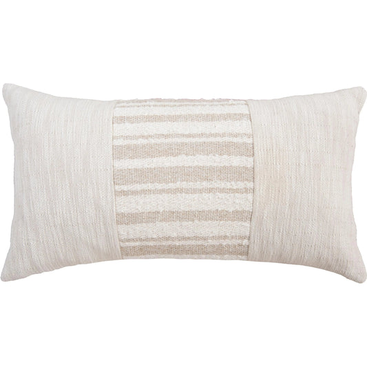 Mount Pillow by HedgeApple Essentials in beige. Made from yarn dyed cotton texture in a transitional style.