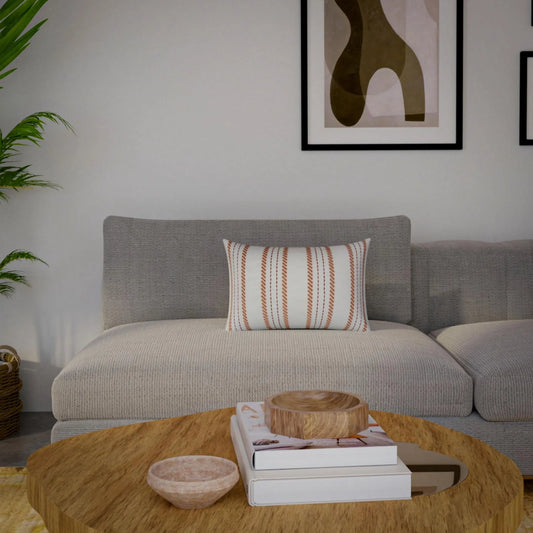 Bazine Pillow by HedgeApple Essentials in rust, white. Made from polyester, cotton slub in a transitional style.