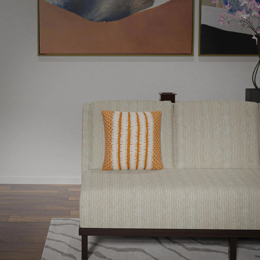 Garrard Pillow by HedgeApple Essentials in orange. Made from polyester, cotton slub in a eclectic & global style.