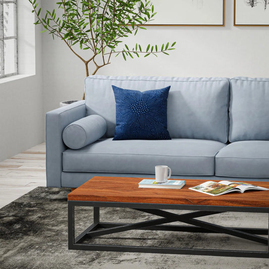 Toole Pillow by HedgeApple Essentials in dark blue, navy, blue. Made from polyester, cotton texture in a eclectic & global style.