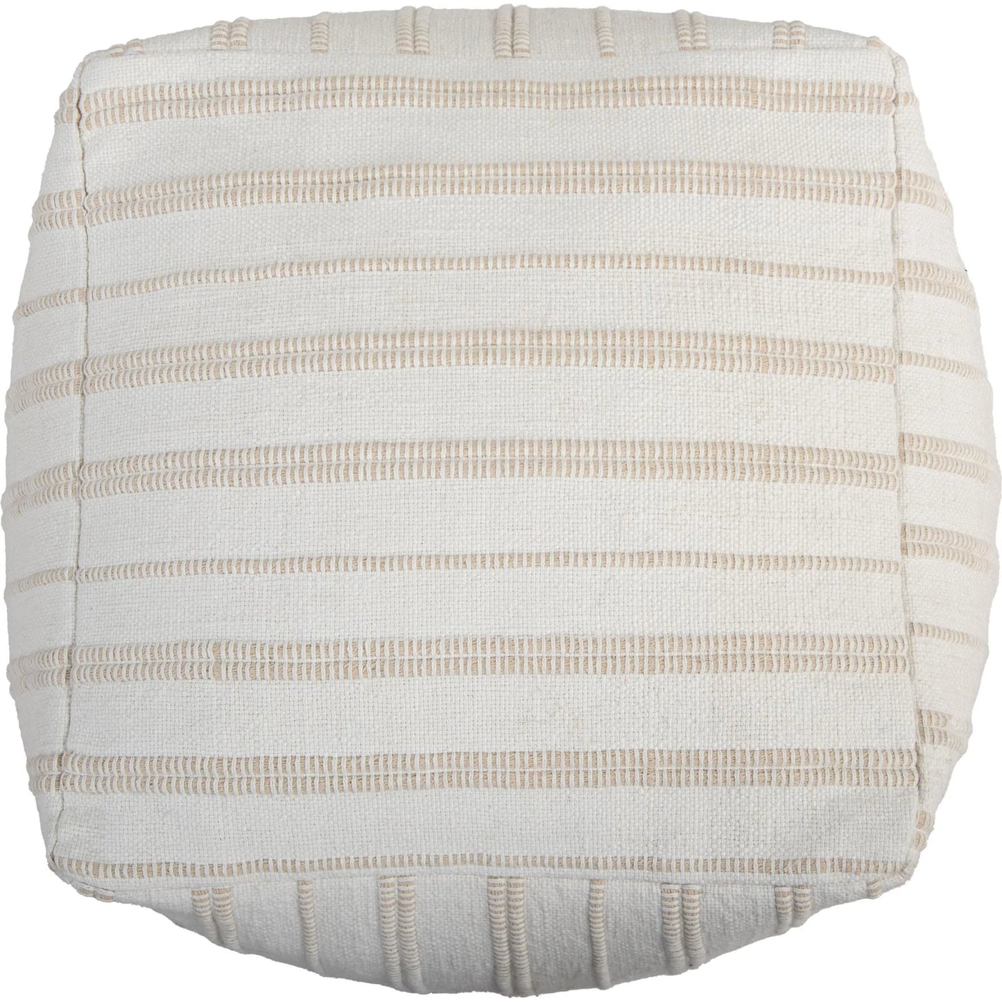 002 SI-2438869 | Closeup | Roane Pouf by HedgeApple Essentials in ivory. Made from cotton, polyester in a transitional style.