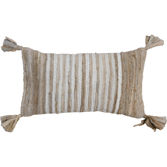 Phillipsburg Pillow by HedgeApple Essentials in beige, tan, ivory. Made from recycled denim in a rustic style.