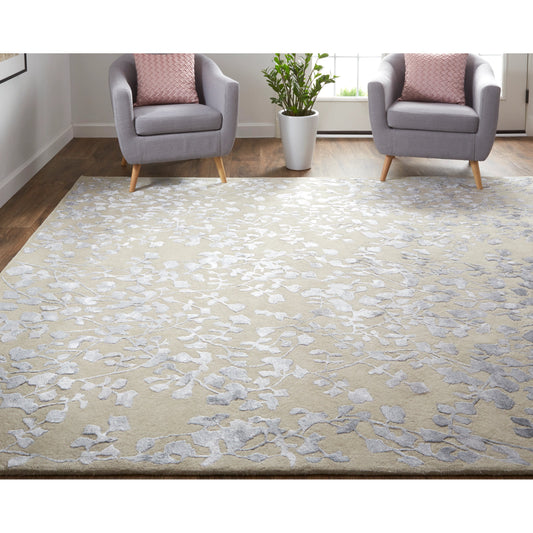 Bella Transitional & Botanical Rug - 8832F by Feizy in tan, silver, gray. Made from wool, viscose in a unique style.