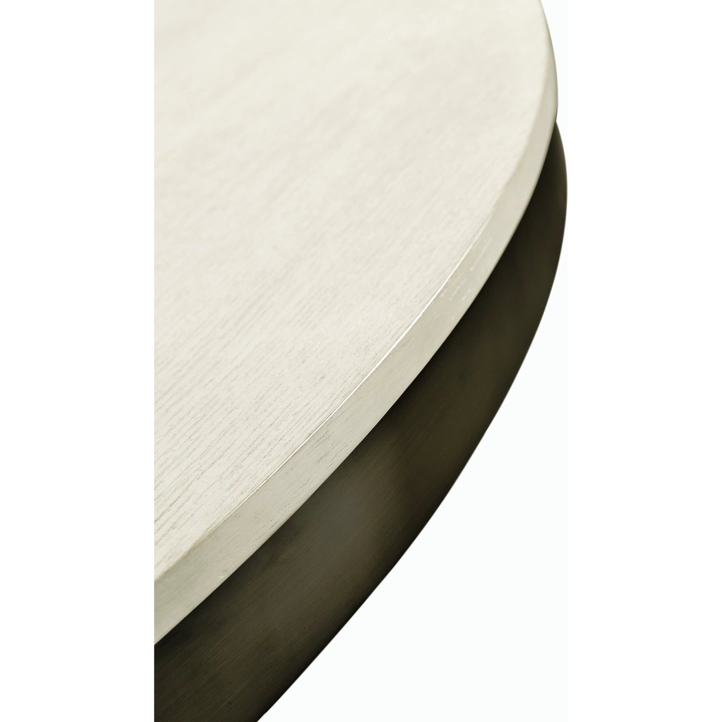 002 SI-2186375 | Closeup | Reimagined Lodestone Round Dining Table by Jonathan Charles in country white oak. Made from oak in a modern style.