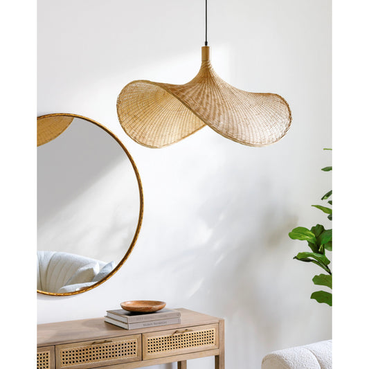 Taiga Pendant - 529028 by Surya in black, brown and hand paintednaturalhand painted. Made from rattan in a rustic style.