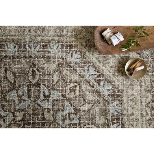 Tatum TW-02 Rug by Loloi in stone, blue. Made from 100% wool in a transitional style.
