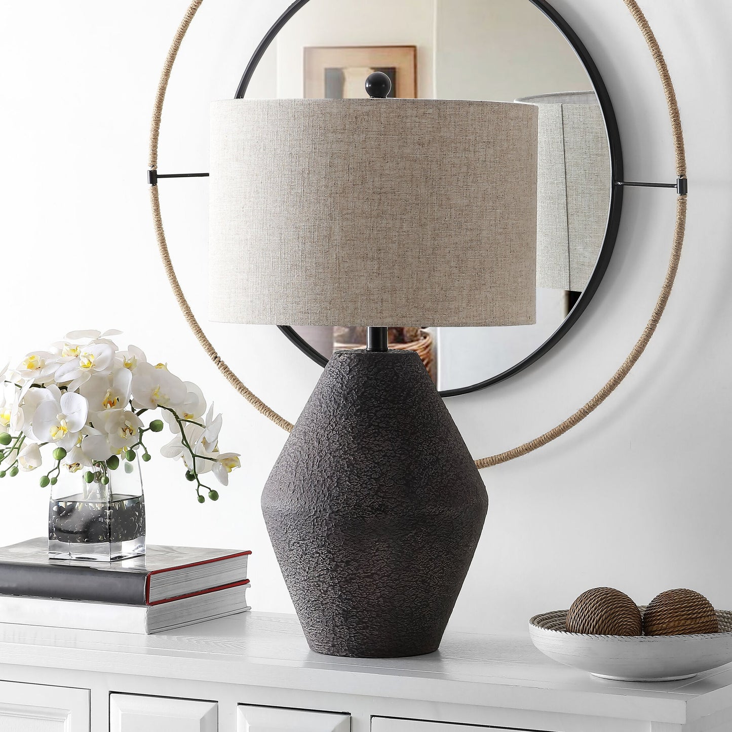 003 SI-1768699 | Lifestyle | Kickapoo Table Lamp by HedgeApple Essentials in brown. Made from 100% cotton polyester in a modern style.