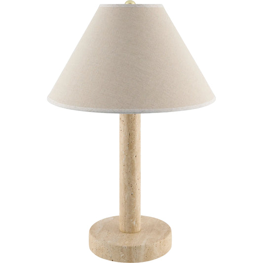 Tobin Accent Table Lamp by Surya in wheat, translucent, metallic gold, white, metallic brass. Made from linen, plastic, iron in a transitional style.