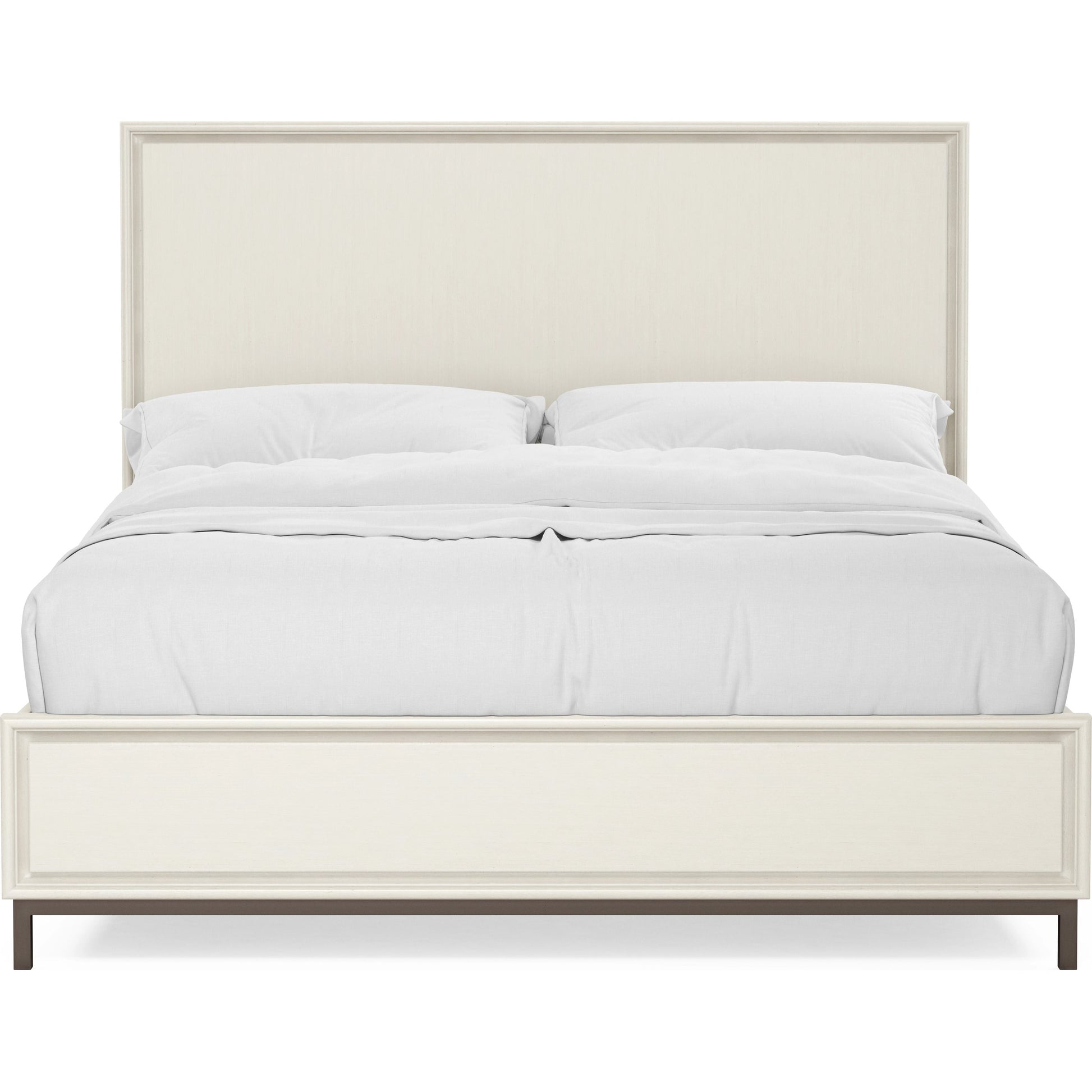Blanc Panel Bed by A.R.T. Furniture in alabaster, burnished bronze. Made from parawood solids, maple veneers, metal in a modern style.