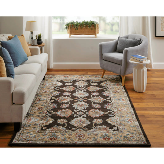 Prescott Traditional & Botanical Rug - 8938F by Feizy in brown, tan, orange. Made from viscose, wool in a unique style.