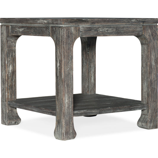 001 SI-1748387 | Primary Silo | Beaumont Square End Table by Hooker Furniture in dark grey. Made from elm veneers in a rustic style.