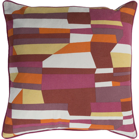 Technicolor Pillow - 18026 by Surya in rust, rose, mauve, yellow, light beige, burnt orange. Made from 100% cotton in a modern style.