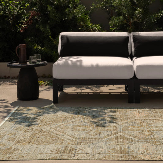Tejal TEJ01 Indoor/Outdoor Rug by Jaipur Living in green, tan, beige. Made from 100% polyester in a unique style.