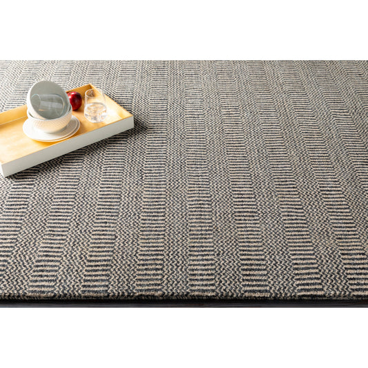Teton Rug - 22155 by Surya in deep teal, charcoal, light beige. Made from 100% wool in a unique style.