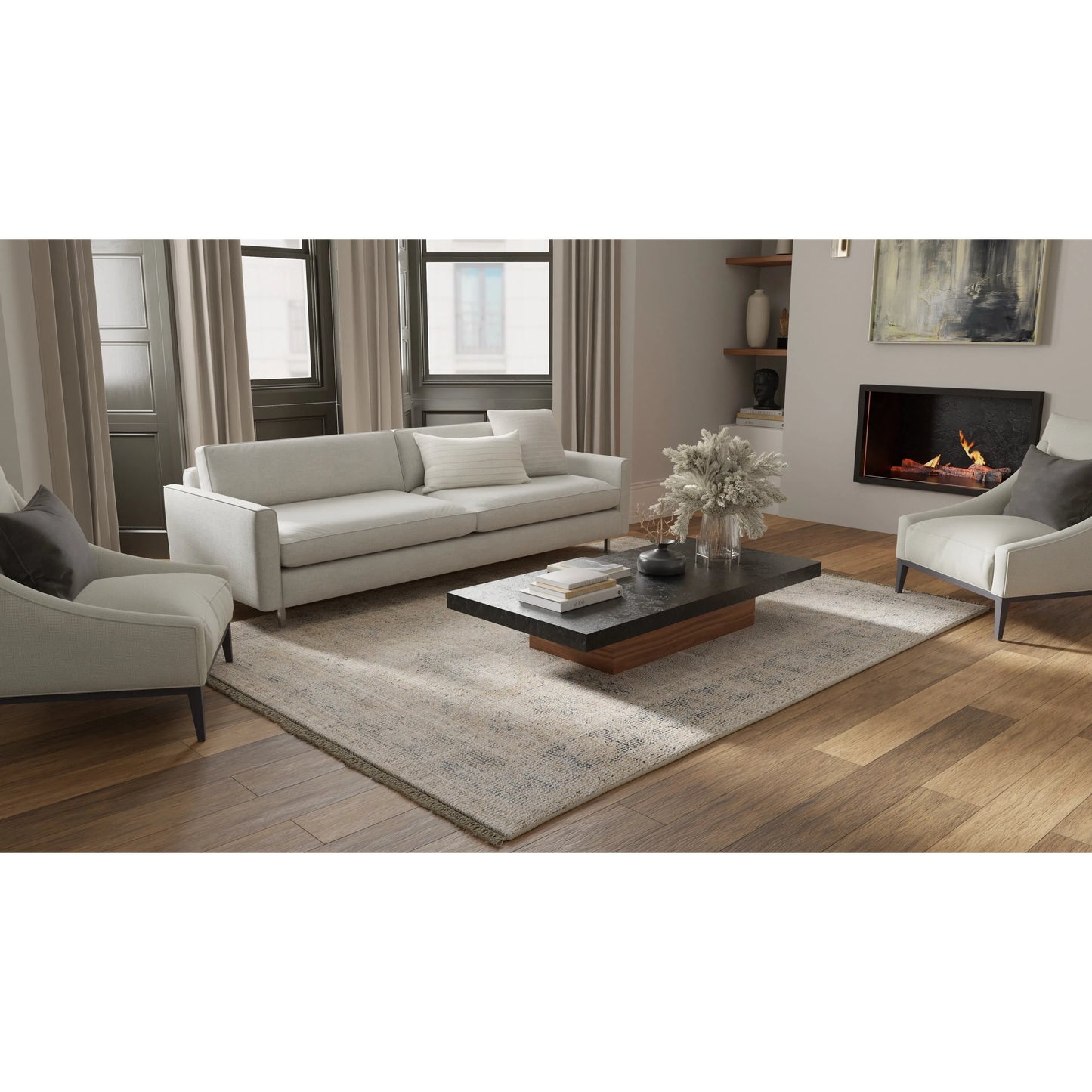 054 SI-1754227 | Lifestyle | Caldwell Transitional Rug - 8798F by Feizy in tan, gray, gold. Made from wool, viscose in a unique style.