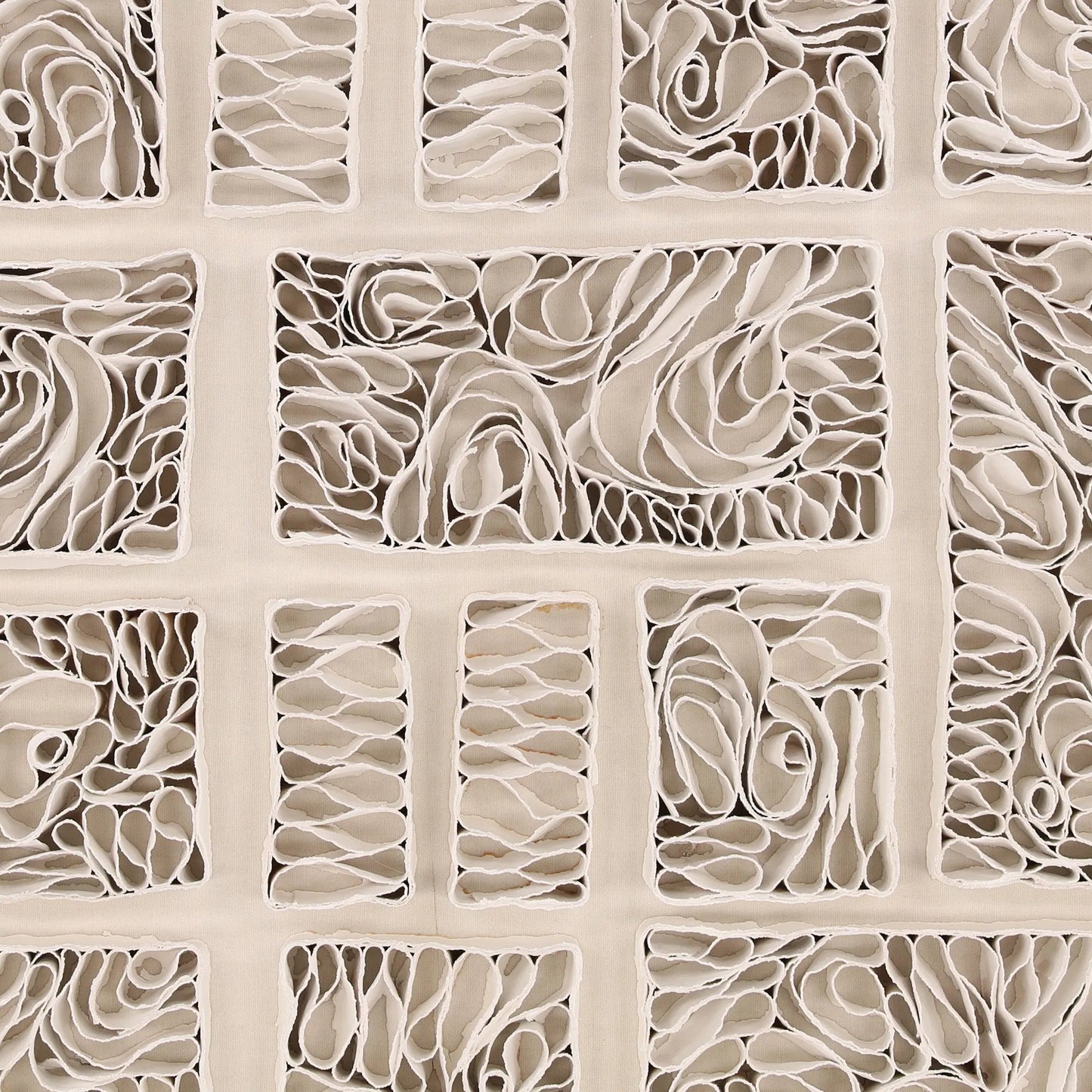 002 SI-2533140 | Closeup | Byron by Arch & Plane in textured art in a light natural wood float frame. Made from draped fabric, mango wood frame in a unique style.