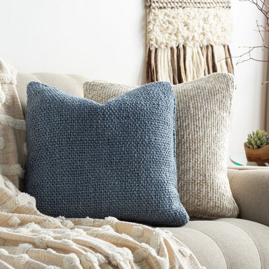 Terry Pillow - 8514 by Surya in denim. Made from 80% viscose, 20% linen in a cottage & farmhouse style.
