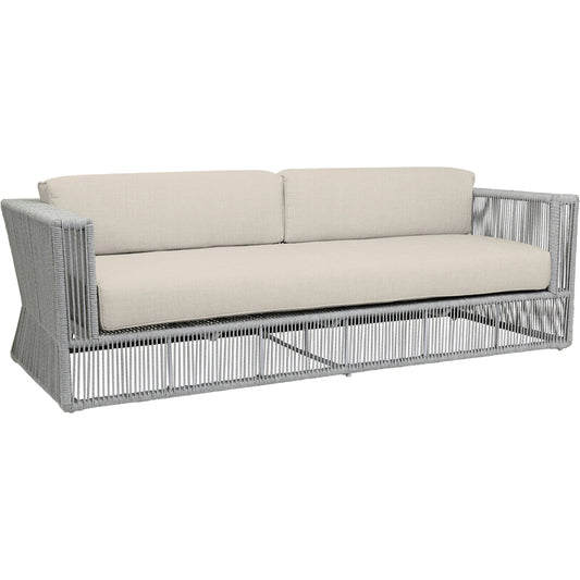 Miami Outdoor Sofa by Sunset West in frost. Made from olefin rope in a coastal style.