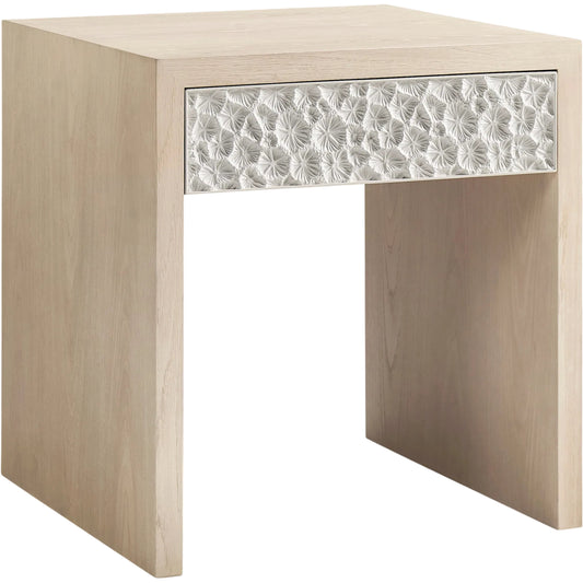 001 SI-2535736 | Primary Silo | Pelagic End Table by Jonathan Charles in white washed oak. Made from main oak veneer in a unique style.