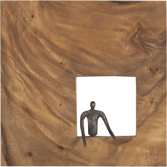 Atlas Gesturing Figure Square Wall Decor by Phillips Collection in brown. Made from wood, chamcha, glass in a eclectic & global style.