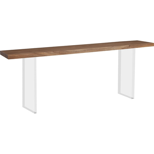 Floating 84" Console Table Acrylic Legs by Phillips Collection in brown. Made from wood, chamcha acrylic in a modern style.