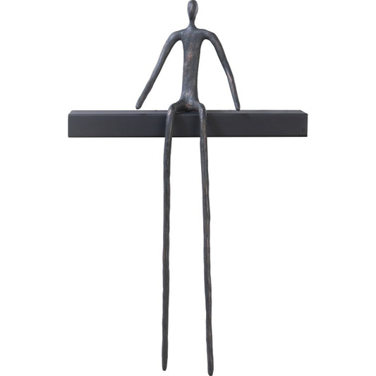 Short Moveable Sitting Man Shelf by Phillips Collection in bronze, black. Made from metal in a eclectic & global style.