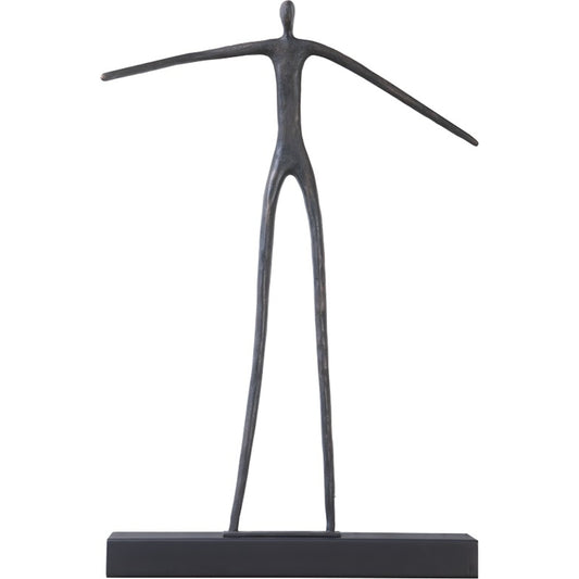 Short Moveable Standing Man Shelf by Phillips Collection in black, bronze. Made from metal, glass in a eclectic & global style.
