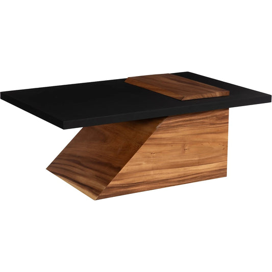 Slant Coffee Table by Phillips Collection in natural, black. Made from wood, chamcha wood, metal, iron in a modern style.