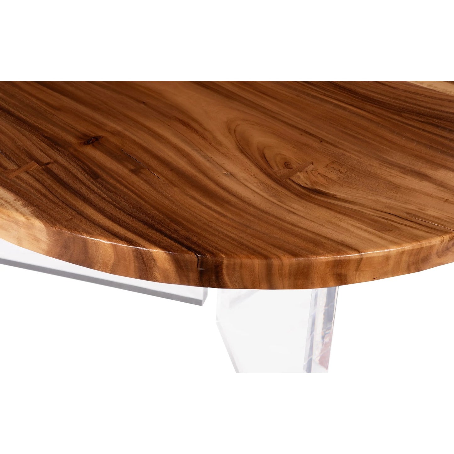 003 SI-2452523 | Additional Silo | Fling Round Dining Table with Acrylic Legs by Phillips Collection in brown and natural. Made from wood, chamcha wood acrylic in a unique style.