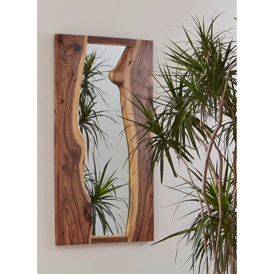 River Chamcha Wood Mirror by Phillips Collection in brown. Made from wood in a rustic style.