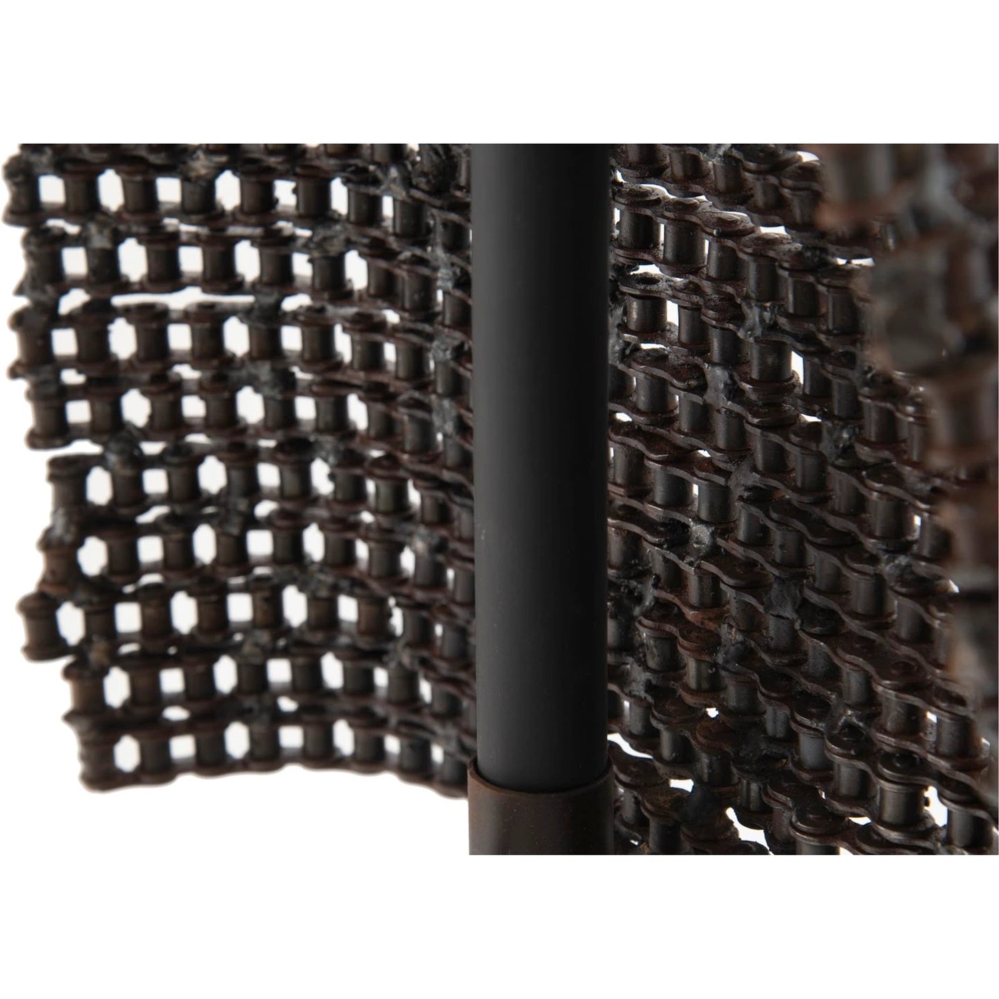 003 SR-820219 | Closeup | Chain Bust Sculpture on Stand by Phillips Collection in brown and rust. Made from metal in a modern style.