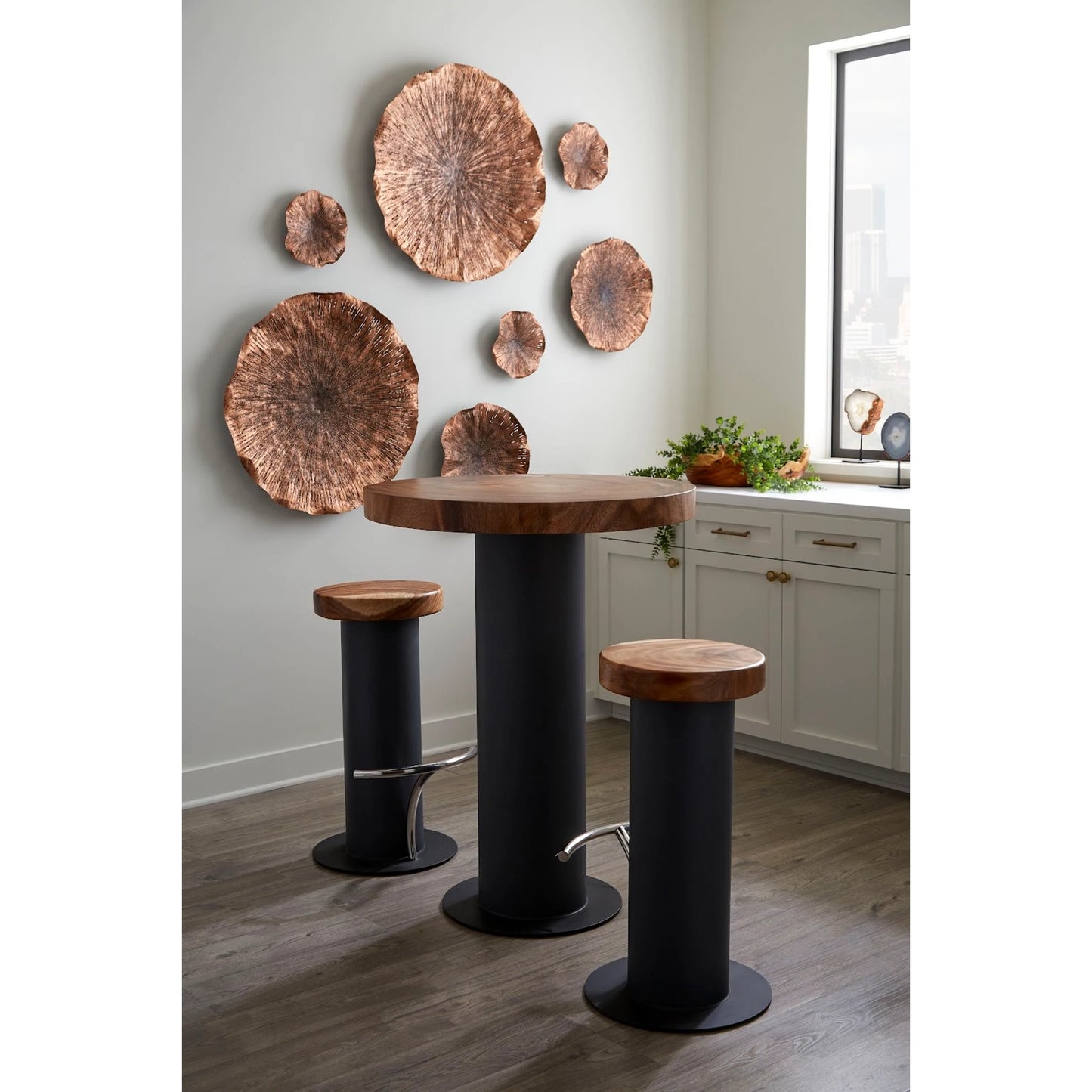 013 SR-820281 | Lifestyle | Concrete Bar Table by Phillips Collection in gray, brown. Made from wood, concrete in a modern style.