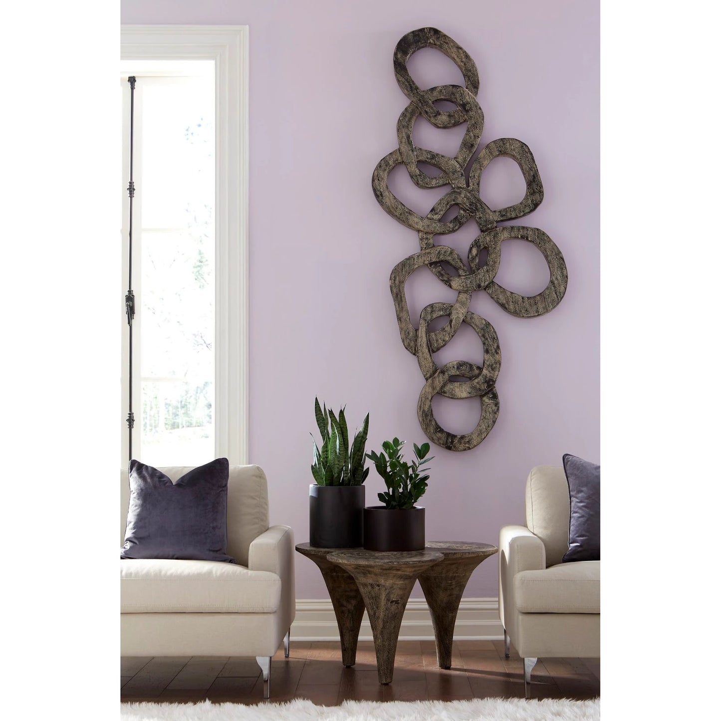 004 SR-820220 | Lifestyle | Chain Wall Art by Phillips Collection in gray and gray stone. Made from wood in a modern style.