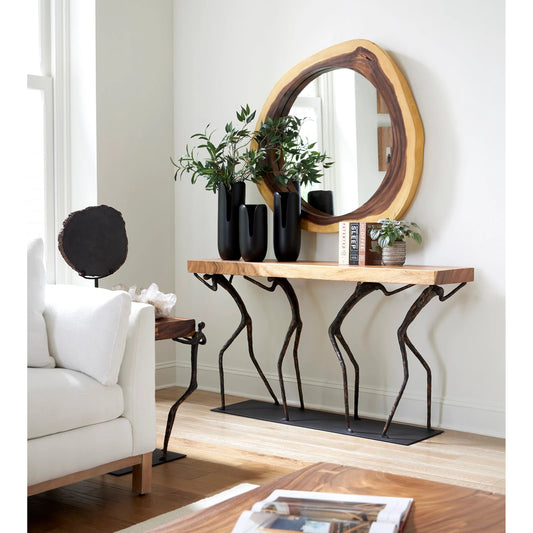 Freeform Mirror by Phillips Collection in brown. Made from wood, chamcha wood in a eclectic & global style.