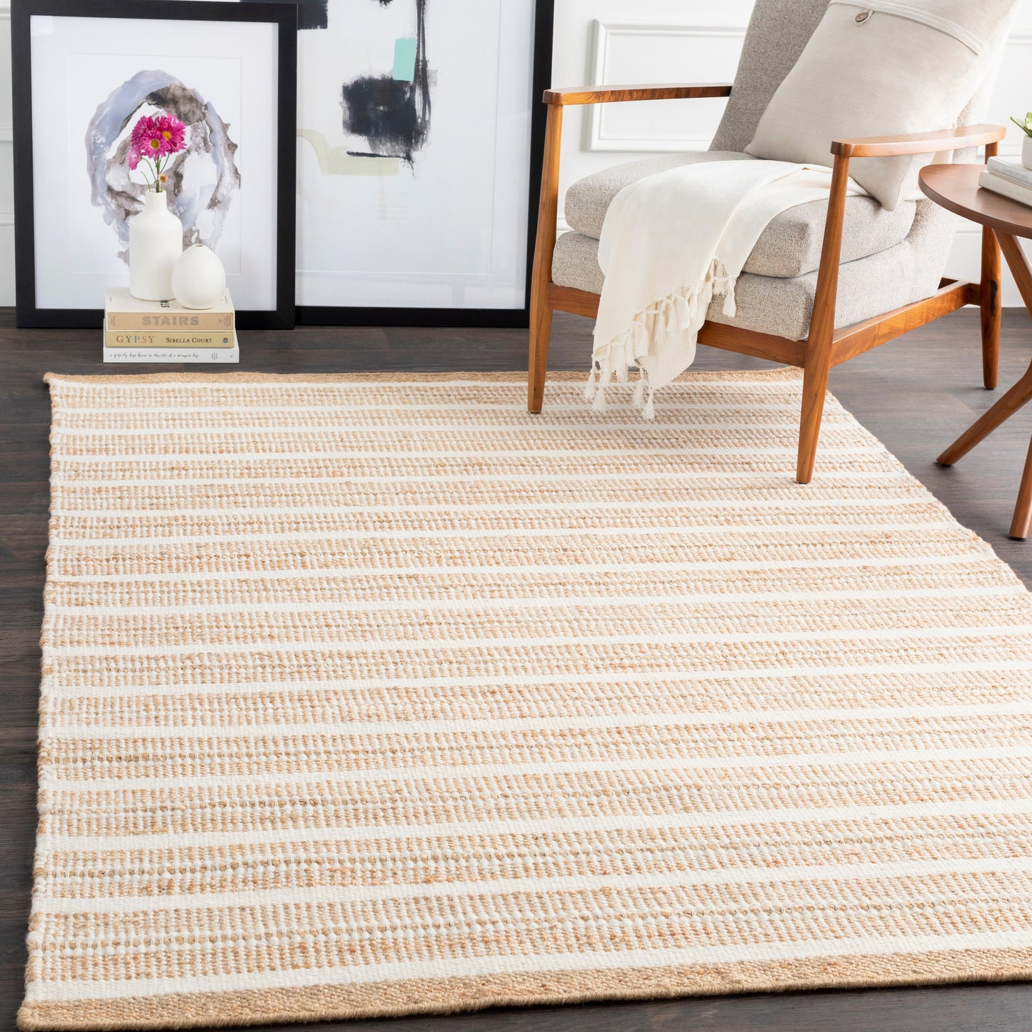 006 SR-754655 | Lifestyle | Thebes Rug - 23252 by Surya in beige, tan, cream. Made from 55% jute, 45% wool in a unique style.