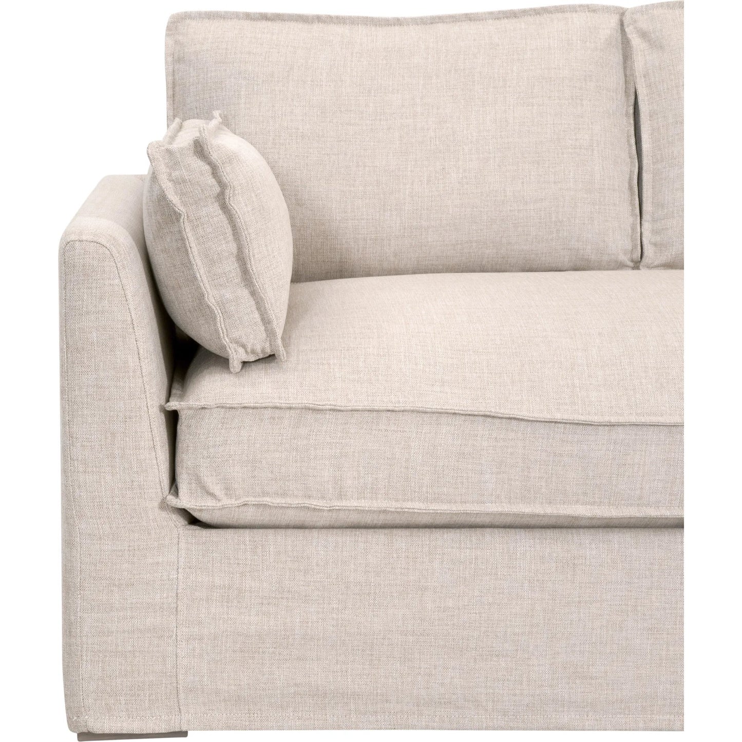 006 SI-2329419 | Closeup | Thea Taper Arm Slipcover Sofa by Essentials For Living in performance allerton-twine. Made from marine grade plywood, solid accoya wood in a transitional style.