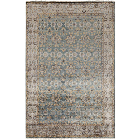 001 63575-25211,63575-25215 | Primary Silo | Theodora Rug - 12937 by Surya in teal, charcoal, wheat, light gray. Made from 100% bamboo silk in a unique style.