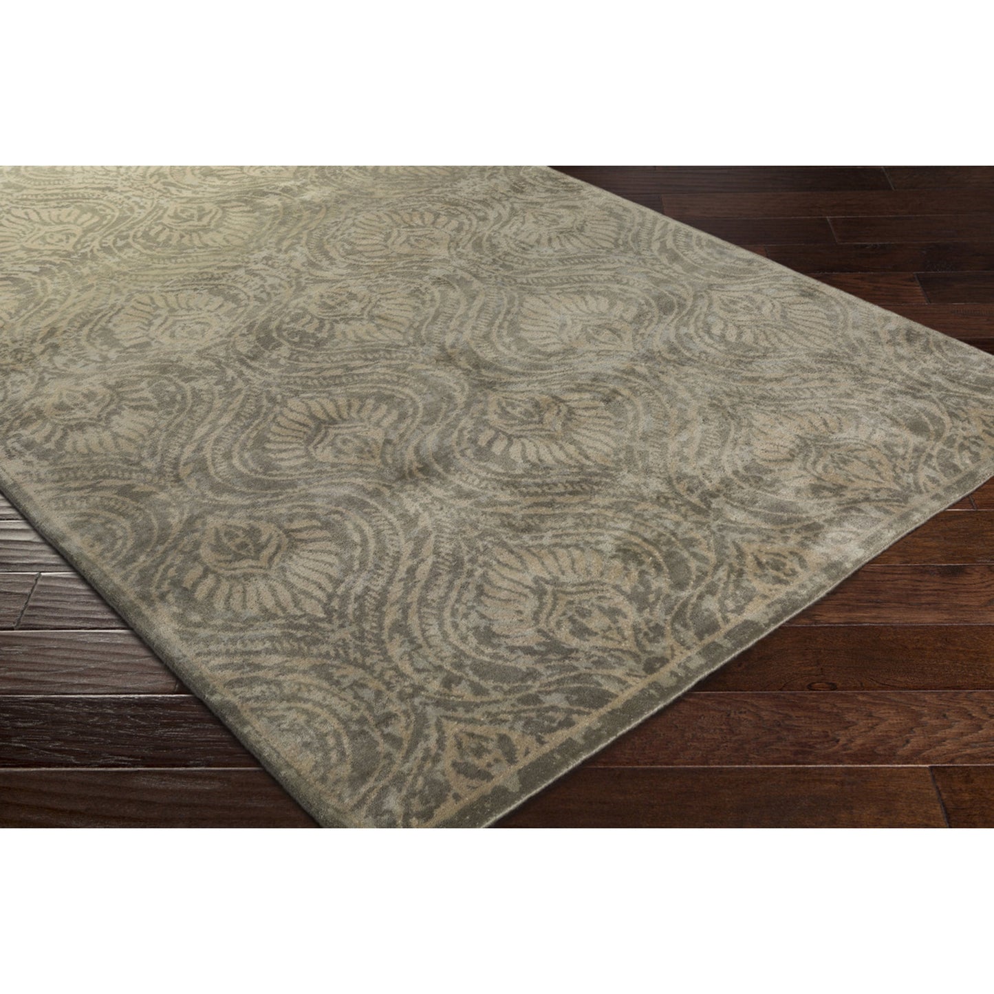 002 67789-27369,67789-27370,67789-27371,67789-27373 | Closeup | Thompson Rug - 13167 by Surya in tan, dusty sage, olive. Made from 100% wool in a unique style.