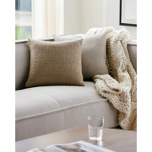 Thurstan Pillow - 481598 by Surya in beige, sandstone, taupe. Made from front: 100% linen, back: 100% cotton in a modern style.